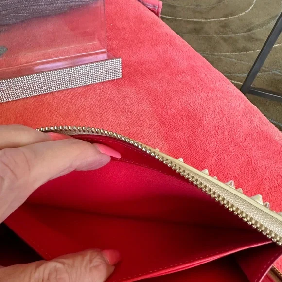 CHRISTIAN LOUBOUTIN STUDDED WALLET CREAM W/IRIDESCENT EUC GORGEOUS - Picture 9 of 12